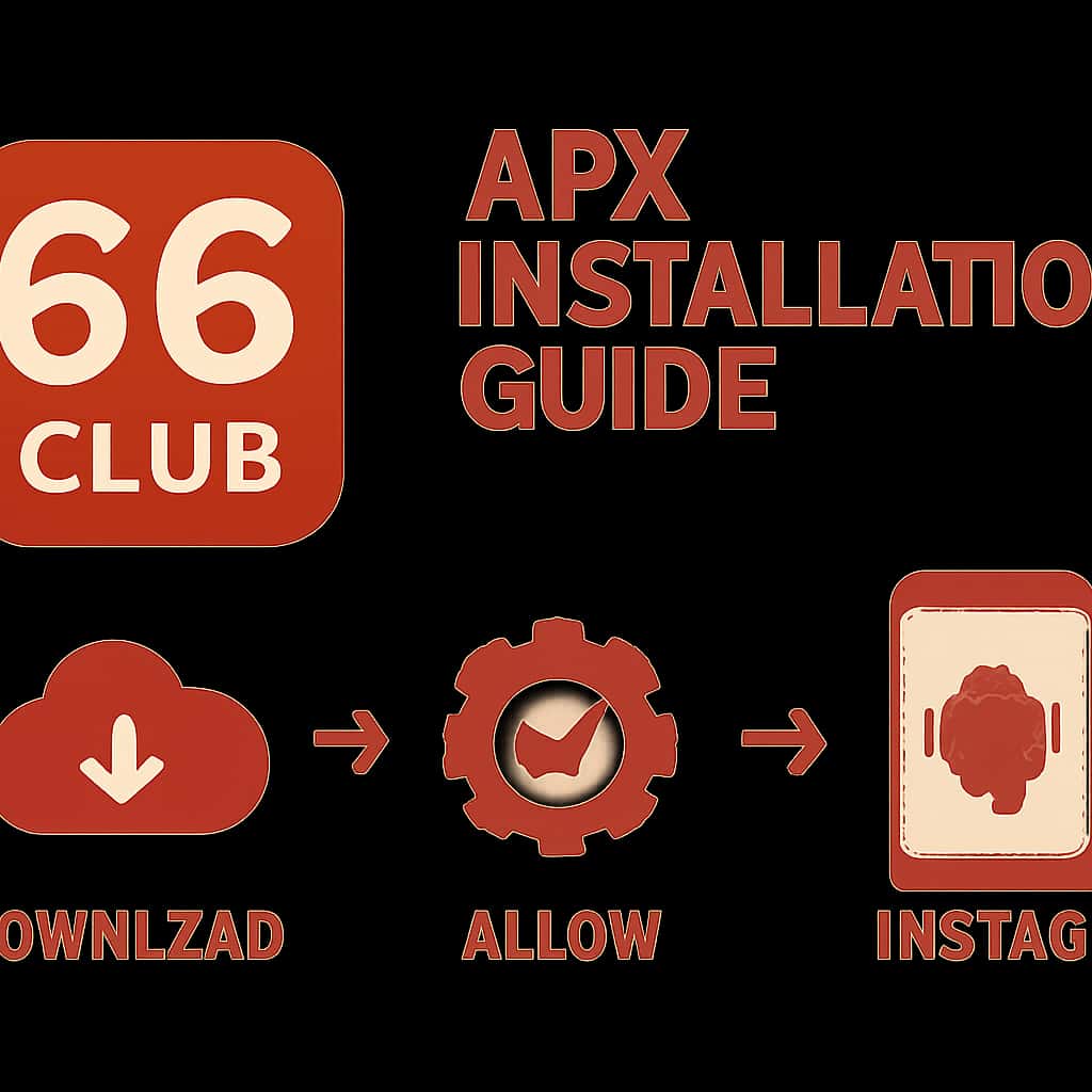 Diagram illustrating installation steps for 66 Club APK.