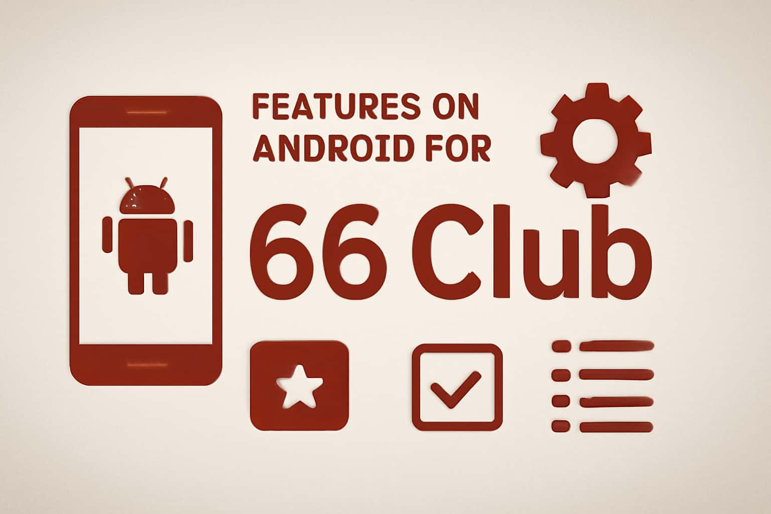 A high-tech visual representation of the features available on the 66 Club app for Android.