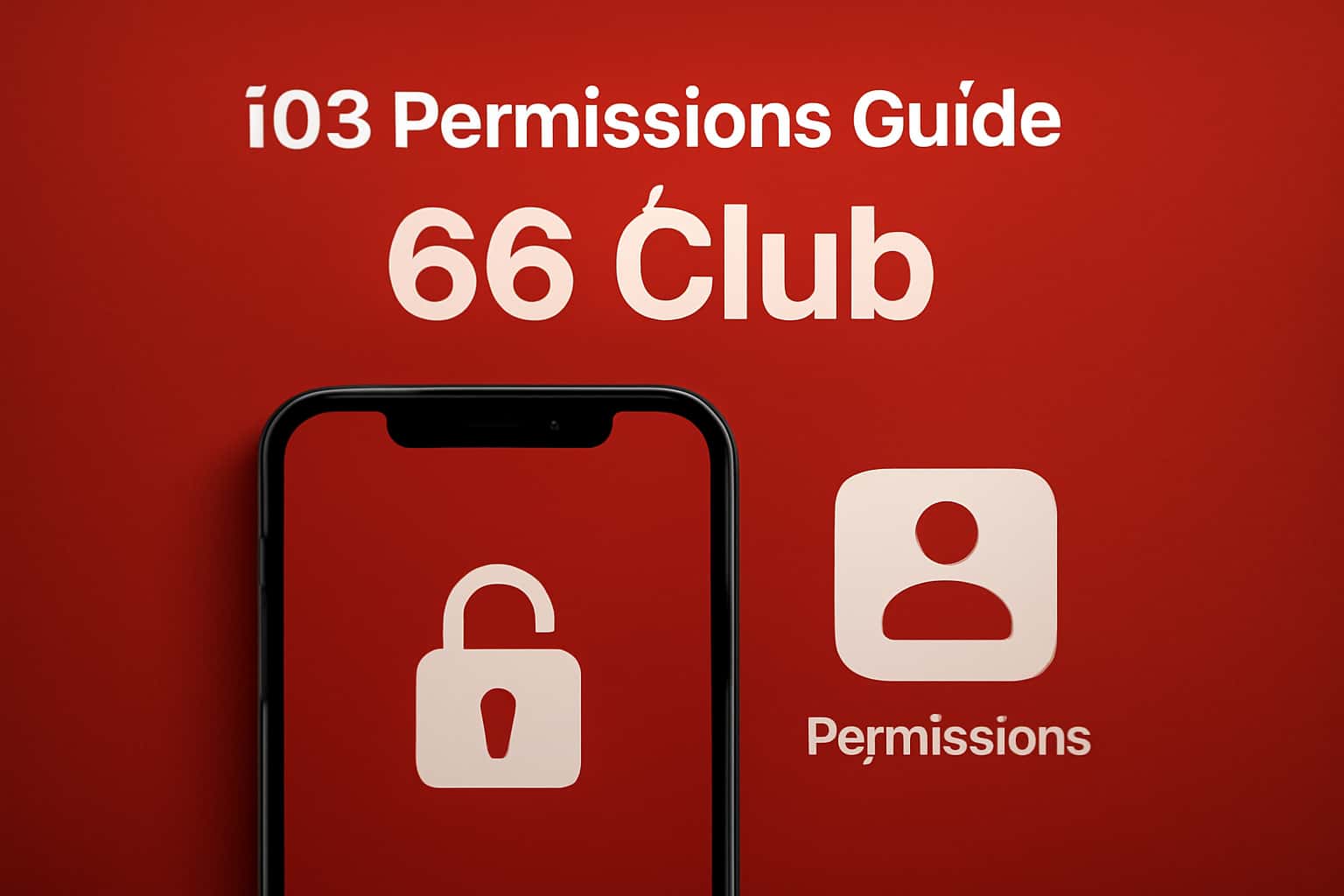 An illustration highlighting the iOS Permissions Guide specific to 66 Club, featuring the app's logo and essential permissions.