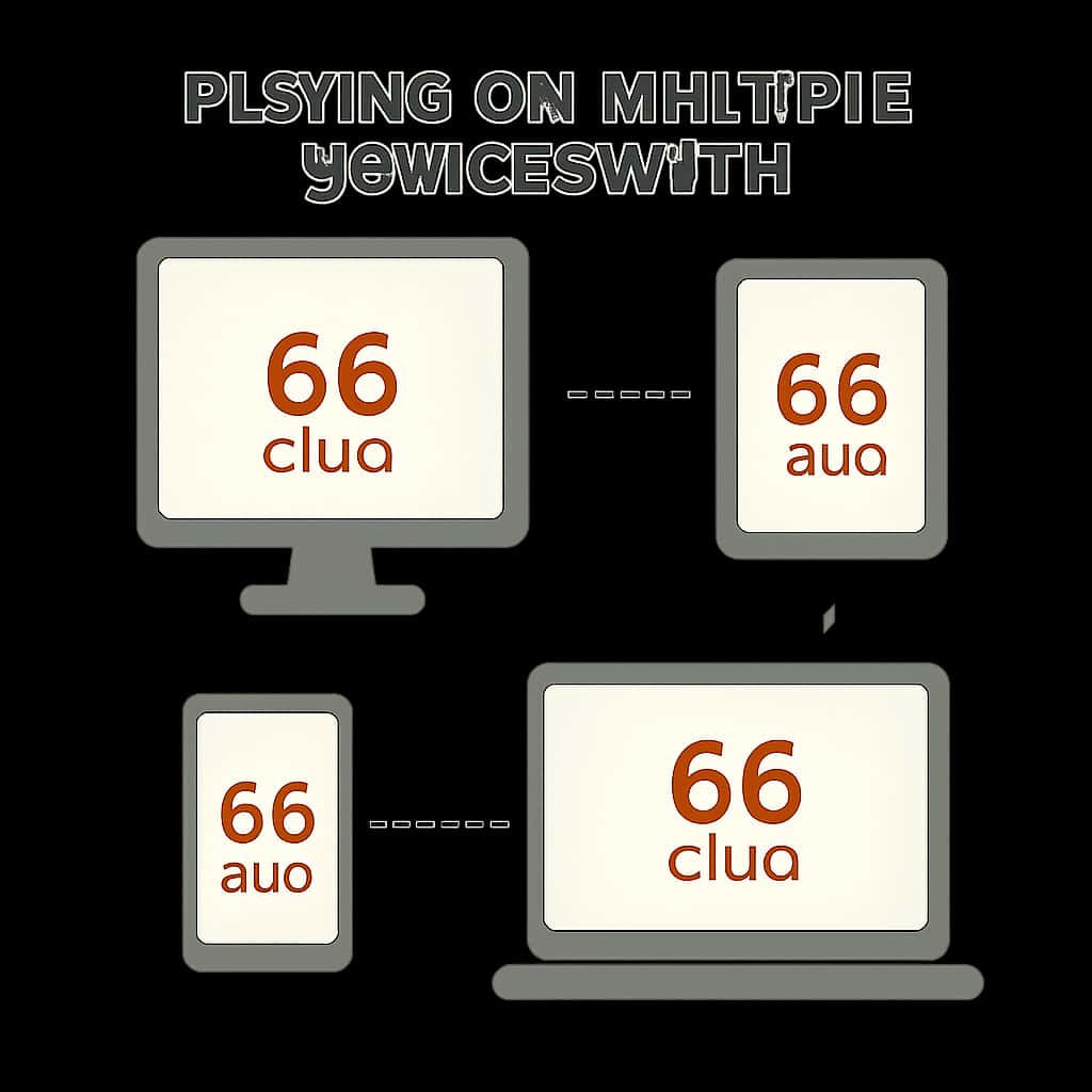 A diagram showing the steps to use 66 Club on multiple devices.