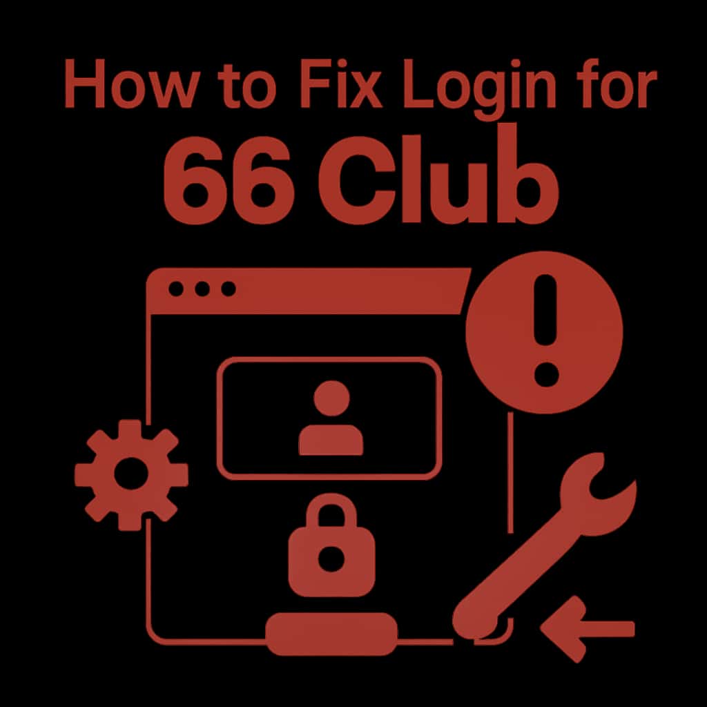 Diagram illustrating steps to fix login for 66 Club.